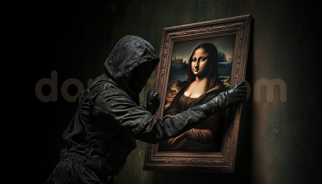 Imagen generada con IA recreando el robo de "La Mona Lisa"